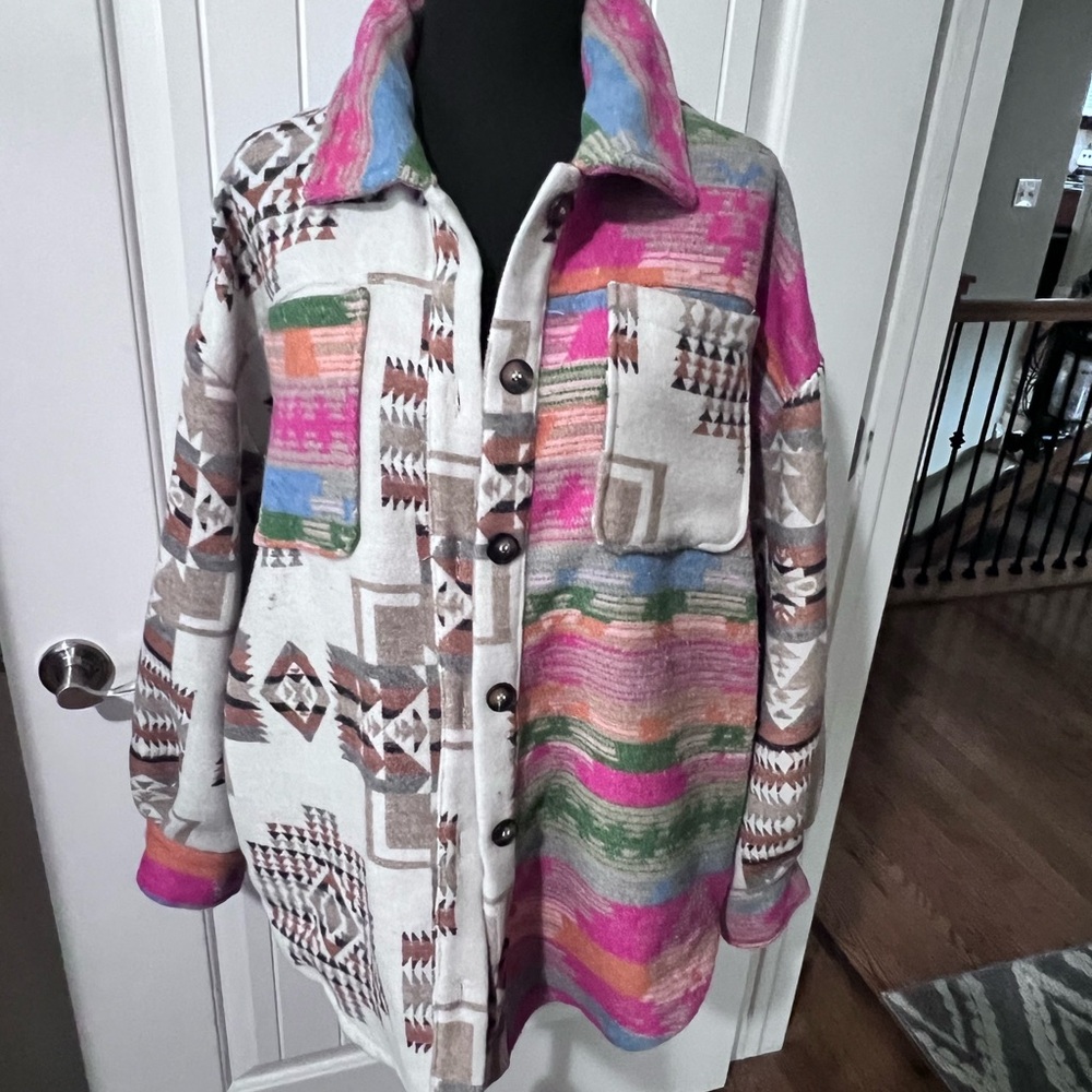 Multicolor Patterned Button Down Shirt - image 1